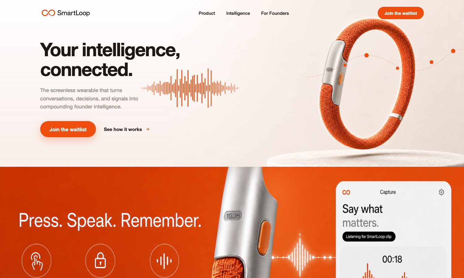 SmartLoop — screenless founder-intelligence wearable